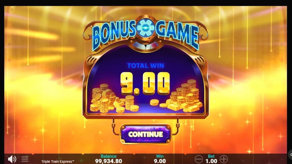 Tampilan futuristik dan neon dari slot Triple Train Express