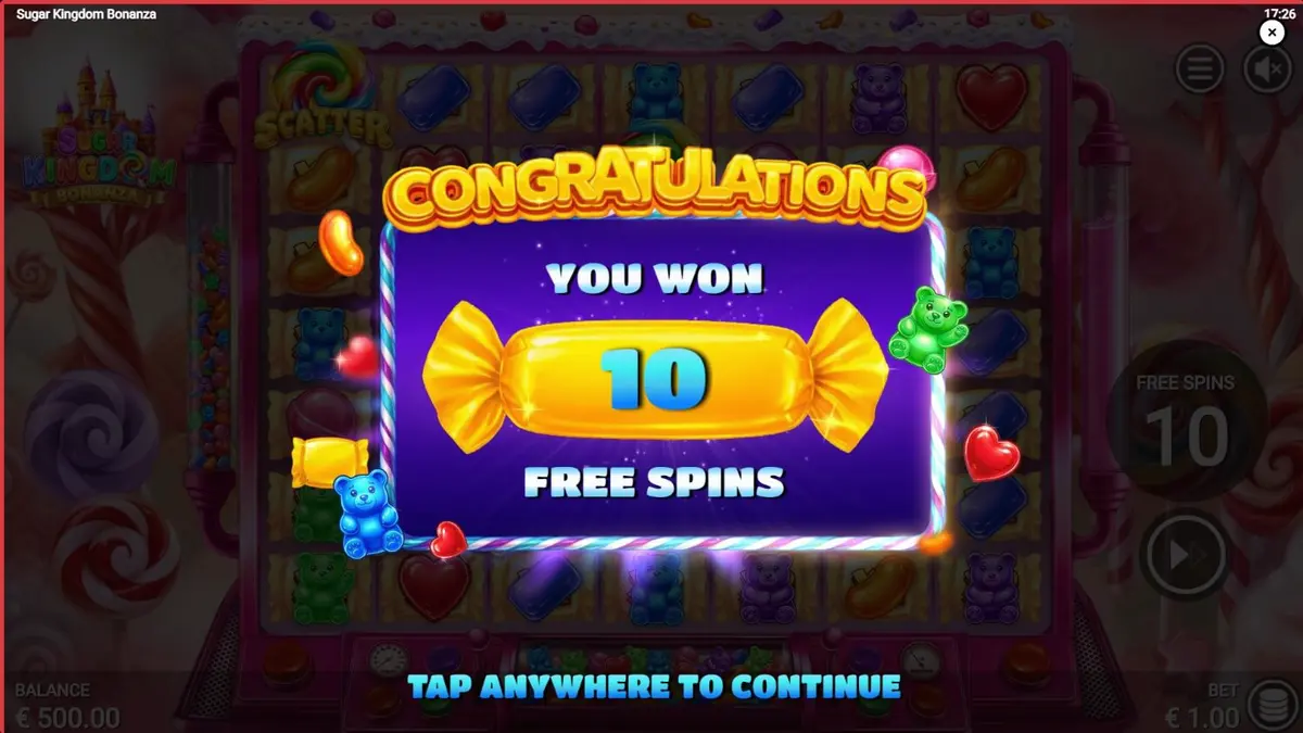 Tampilan visual slot Sugar Kingdom Bonanza dengan tema permen yang cerah